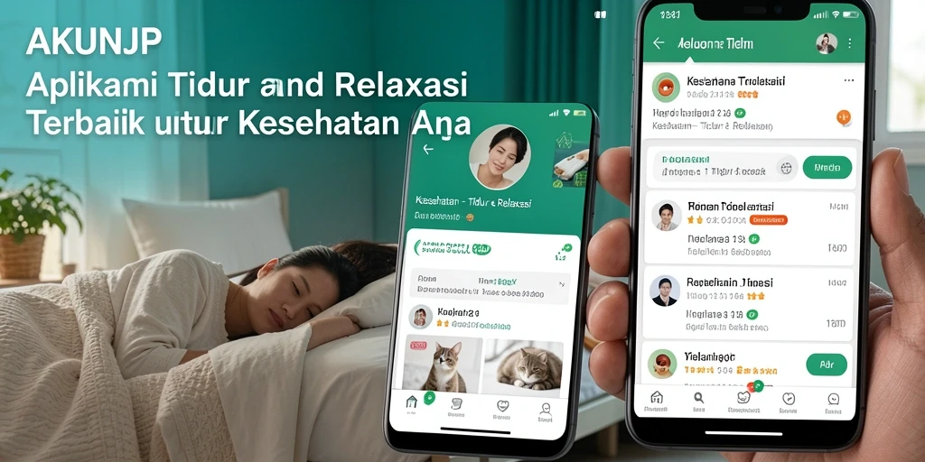 Antarmuka aplikasi AKUNJP untuk tidur dan relaksasi yang menenangkan.