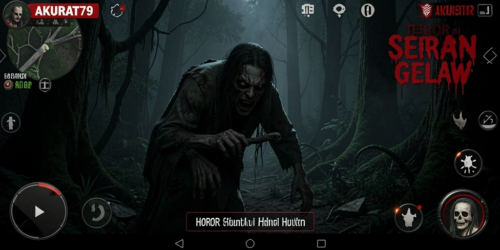 Tampilan antarmuka menegangkan dari game Horor Hutan AKURAT79.