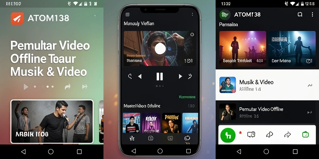Tampilan antarmuka pemutar video offline ATOM138 yang menarik dan mudah digunakan.