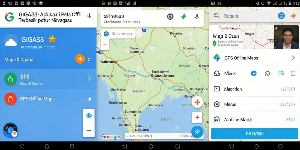 Tampilan antarmuka GIGA33 dalam navigasi GPS Offline yang ramah pengguna.