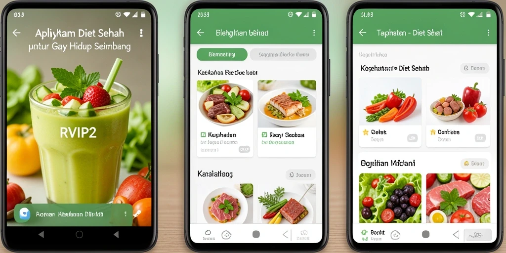 Antarmuka pengguna RVIP2 yang intuitif dan menarik untuk Diet Sehat.