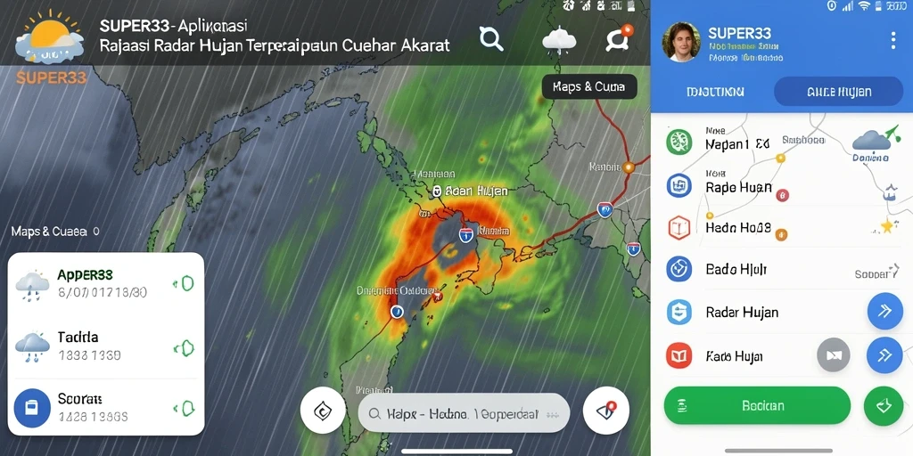 Tampilan antarmuka utama SUPER33 menampilkan radar hujan yang akurat.