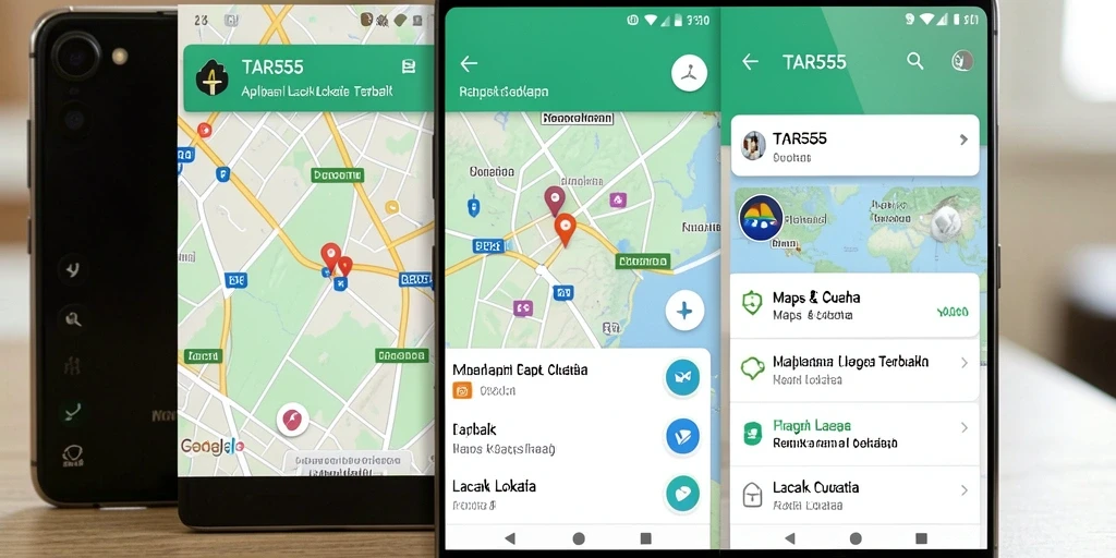 Screenshot aplikasi TAR555 menunjukkan antarmuka pelacakan lokasi yang sederhana dan intuitif.