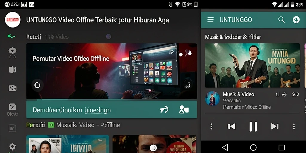 Tampilan antarmuka Pemutar Video Offline UNTUNGGO yang menarik dan fungsional.